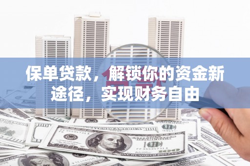 郧阳保单贷款，解锁你的资金新途径，实现财务自由